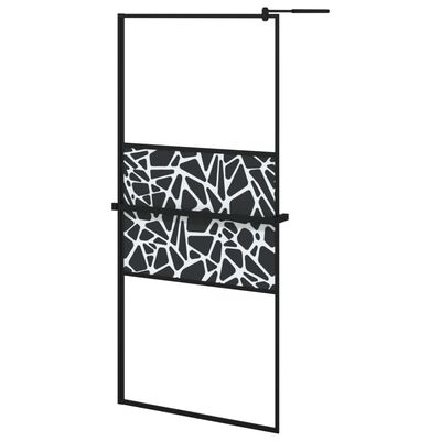 vidaXL Duschwand mit Ablage für Walk-In-Dusche Schwarz 90x195 cm ESG