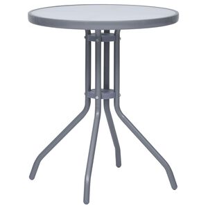 vidaXL Gartentisch Hellgrau 60 cm Stahl und Glas
