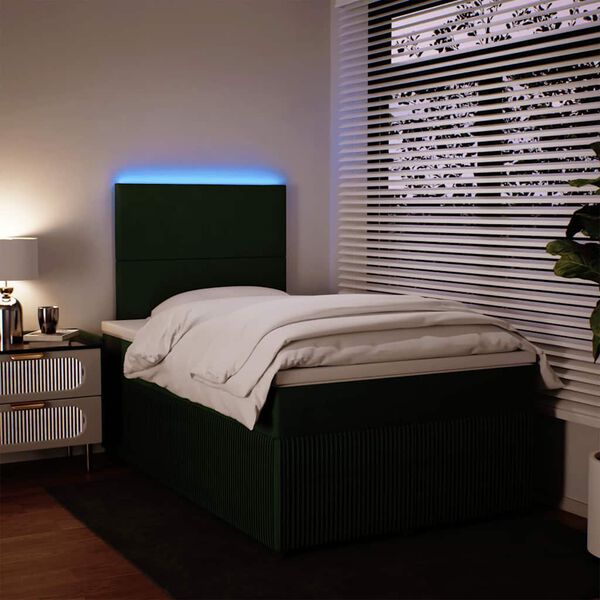 vidaXL Boxspringbett mit Matratze Dunkelgr&uuml;n 120x200 cm Samt