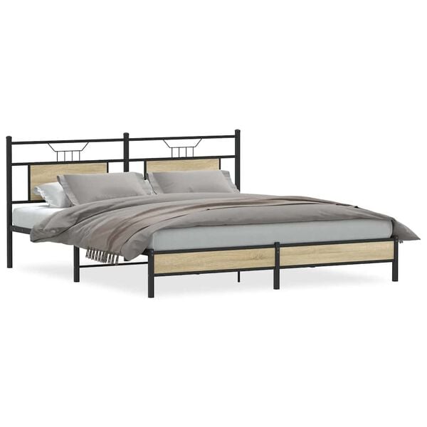 vidaXL Bettgestell ohne Matratze Sonoma-Eiche 183x213 cm Holzwerkstoff