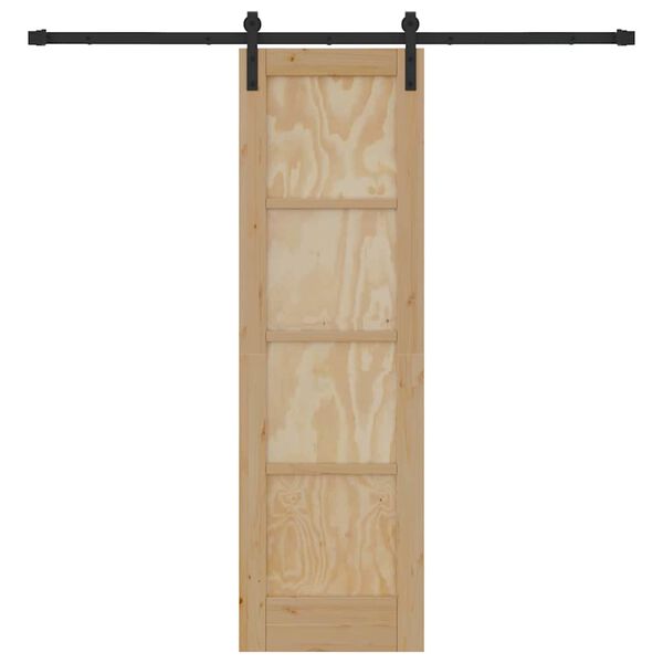 vidaXL Schiebet&uuml;r Nat&uuml;rlich und Schwarz 61 x 198,5 cm