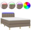 vidaXL Boxspringbett mit Matratze & LED Taupe 120x200 cm Stoff