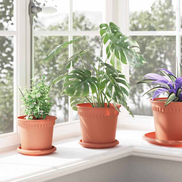 vidaXL Runder Blumentopf 24 pcs Ziegelrot &Oslash; 17 x 14 cm Kunststoff