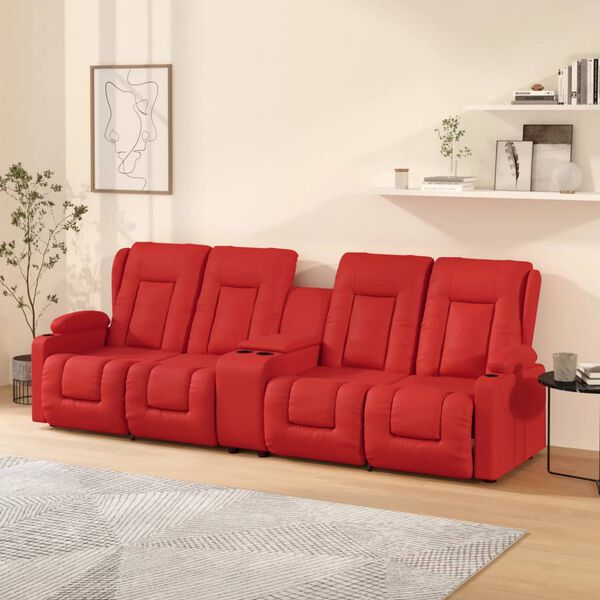vidaXL 4-Sitzer Massagesessel mit Getr&auml;nkehalter Weinrot Kunstleder