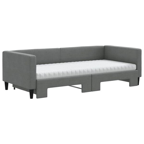 vidaXL Tagesbett Ausziehbar mit Matratzen Dunkelgrau 90x190 cm Stoff