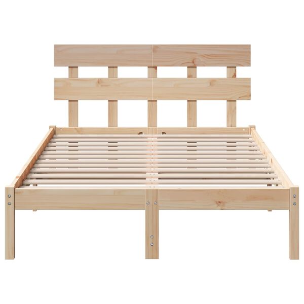 vidaXL Bettgestell mit Kopfteil Braun 120 x 190 cm Massivholz Kiefer