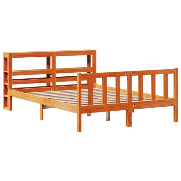 vidaXL Bettgestell mit Kopfteil ohne Matratze Wachsbraun 120x190 cm