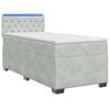 vidaXL Boxspringbett mit Matratze und LED Hellgrau 90 x 200 cm Samt