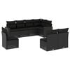 vidaXL 8-tlg. Garten-Sofagarnitur mit Kissen Schwarz Poly Rattan