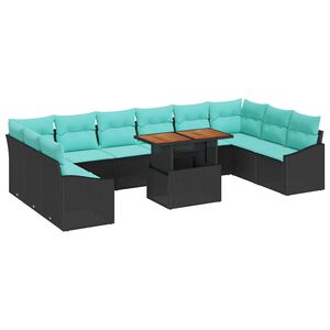 vidaXL Gartensofa-set 11 stk. 10-Sitzanzahl Schwarz und T&uuml;rkis