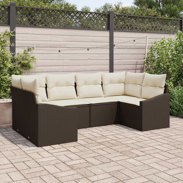 vidaXL Sofa Set mit Kissen 6 pcs Braun Poly Rattan