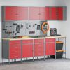 vidaXL Arbeitsschrankset mit Schubladen mit Regal 12 pcs Rot und Grau