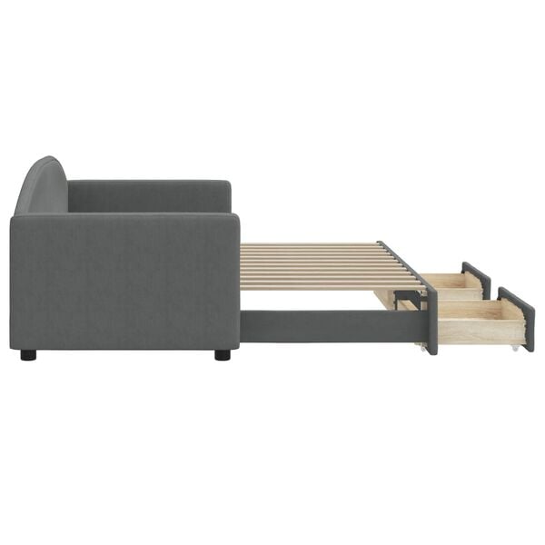 vidaXL Tagesbett Ausziehbar mit Schubladen Dunkelgrau 80x200 cm Stoff