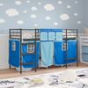 vidaXL Kinder Loft Bettgestell mit Vorh&auml;ngen Schwarz und Blau