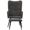 vidaXL Ohrensessel mit Hocker Schwarz Vintage Canvas
