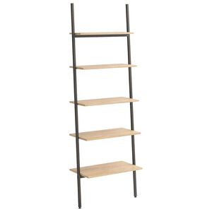 vidaXL Leiterregal mit 5 B&ouml;den Hellbraun und Schwarz 64x34x185,5 cm