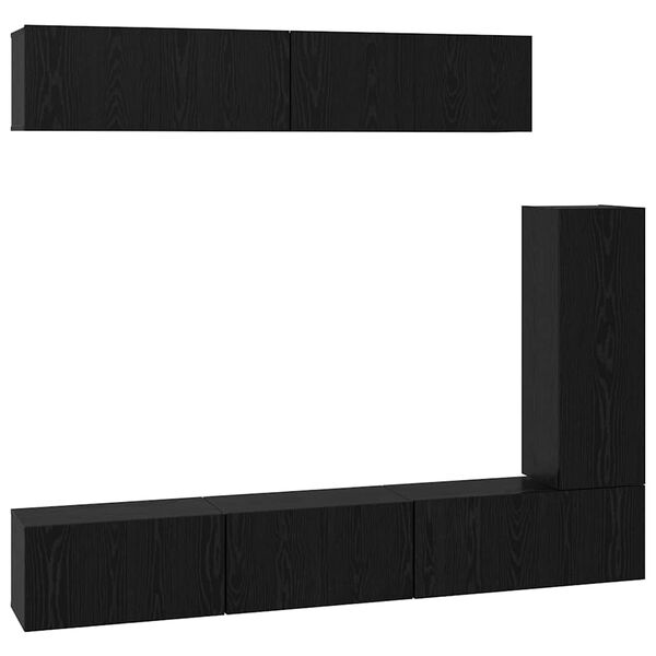 vidaXL TV-Schrankset 6 pcs Schwarz Eichen-Optik Holzwerkstoff