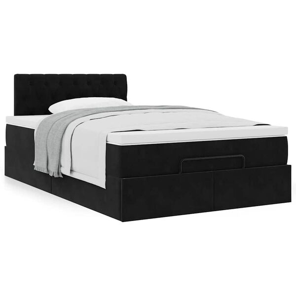 vidaXL Ottoman-Bett mit Matratze Schwarz 120x200 cm Samt