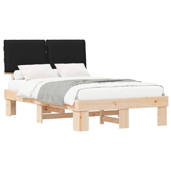 vidaXL Bettgestell mit gepolstertem Kopfteil Schwarz 120 x 200 cm
