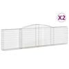 vidaXL Gabionen mit Hochbogen 2 Stk. 400x30x100/120cm Verzinktes Eisen
