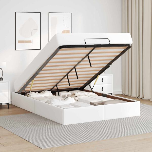 vidaXL Bettgestell mit Matratze mit Matratze 2 pcs Wei&szlig; PVC