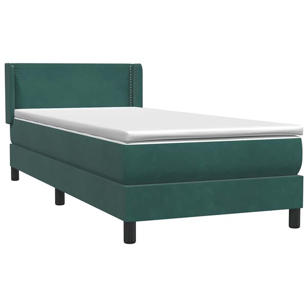 vidaXL Boxspringbett mit Matratze Dunkelgr&uuml;n 80x210 cm Samt