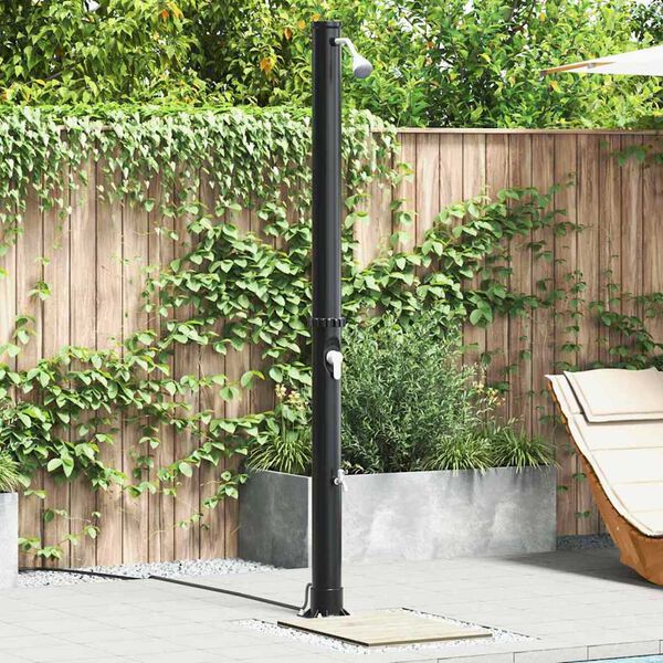 vidaXL Outdoordusche mit Solar Schwarz 217 cm PVC und Aluminium