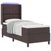 vidaXL LED Boxspringbett mit Matratze Dunkelbraun 80 x 200 cm Stoff