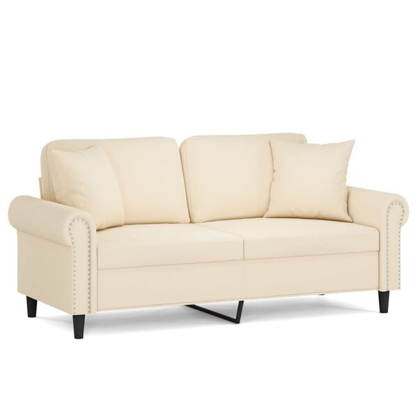 vidaXL 2-Sitzer-Sofa mit Kissen Creme 140 cm Samt