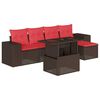 vidaXL 6-teiliges Gartensofa-Set mit Kissen, braun, Polyrattan