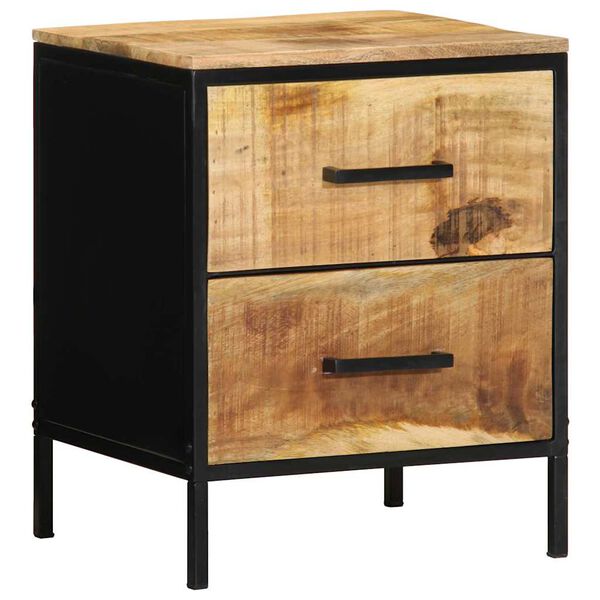 vidaXL Nachttisch Braun und Schwarz 40 x 35 x 50 cm Massivholz Mango