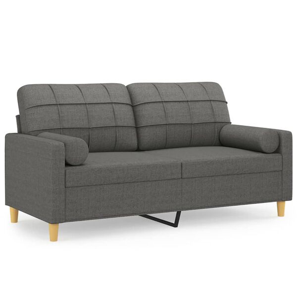 vidaXL 2-Sitzer-Sofa mit Zierkissen Dunkelgrau 140 cm Stoff