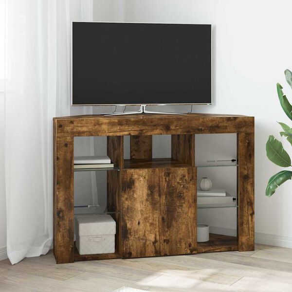 vidaXL Eck-LED-TV-Schrank Ger&auml;ucherte Eiche 100x40x68cm Holzwerkstoff