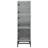 vidaXL Highboard mit Glast&uuml;ren Betongrau 35x37x120 cm