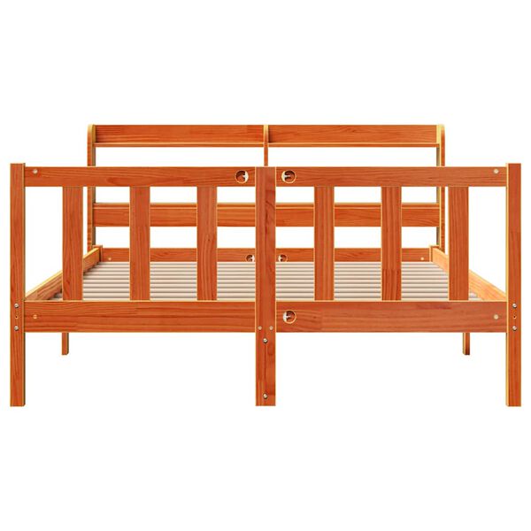 vidaXL Bettgestell mit Kopfteil ohne Matratze Wachsbraun 140x200 cm