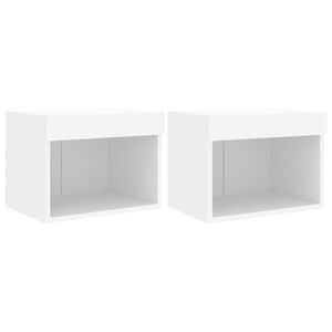 vidaXL Wand-Nachttische mit LED-Leuchten 2 Stk. Wei&szlig;