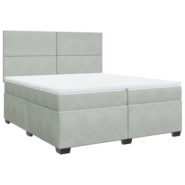 vidaXL Boxspringbett mit Matratze Hellgrau 200x200 cm Samt