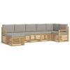 vidaXL Outdoor-Sofagarnitur 6 Stk. Wei&szlig; und Hellgrau Polyester