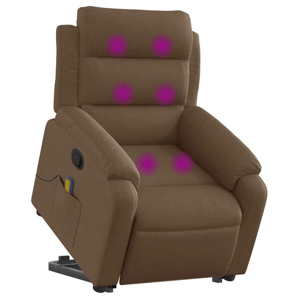 vidaXL Massagesessel mit Aufstehhilfe Braun Stoff