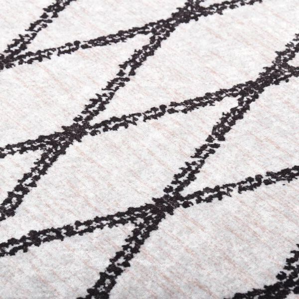 vidaXL Teppich Waschbar 80x300 cm Schwarz und Wei&szlig; Rutschfest