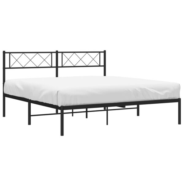 vidaXL Bettgestell mit Kopfteil Metall Schwarz 160x200 cm