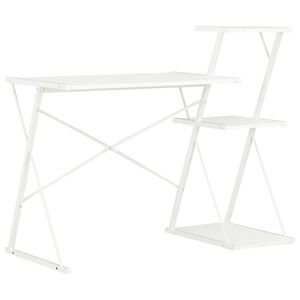 vidaXL Schreibtisch mit Regal Wei&szlig; 116&times;50&times;93 cm