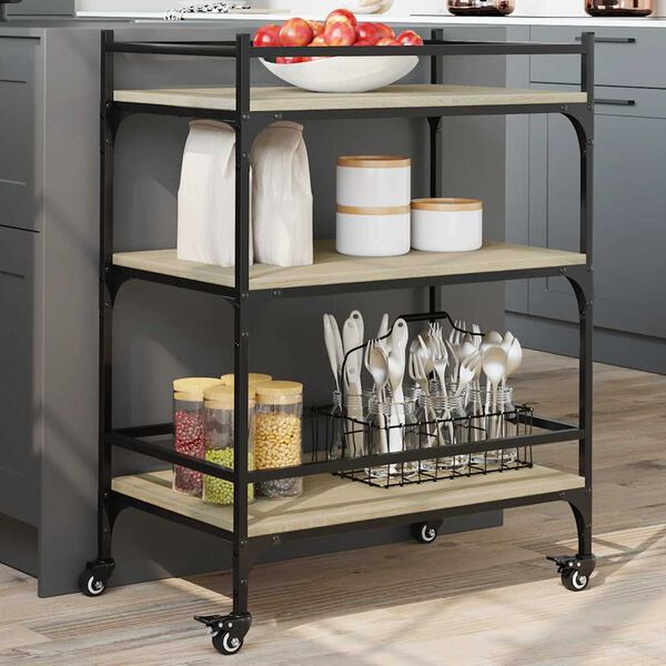 vidaXL K&uuml;chenwagen Sonoma-Eiche 65x40x86,5 cm Holzwerkstoff