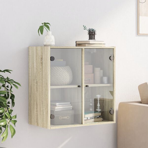 vidaXL Wandschrank mit Glast&uuml;ren Sonoma-Eiche 68x37x68,5 cm