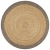 vidaXL Teppich Handgefertigt Jute mit Grauem Rand 120 cm