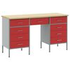 vidaXL Werkbank 3 Stk. Rot und Grau Ingenieure Holz und Stahl