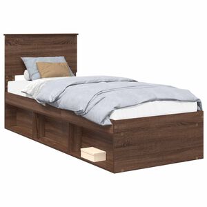 vidaXL Bettrahmen Braun Eichen-Optik 75 x 190 cm Massives Kiefernholz