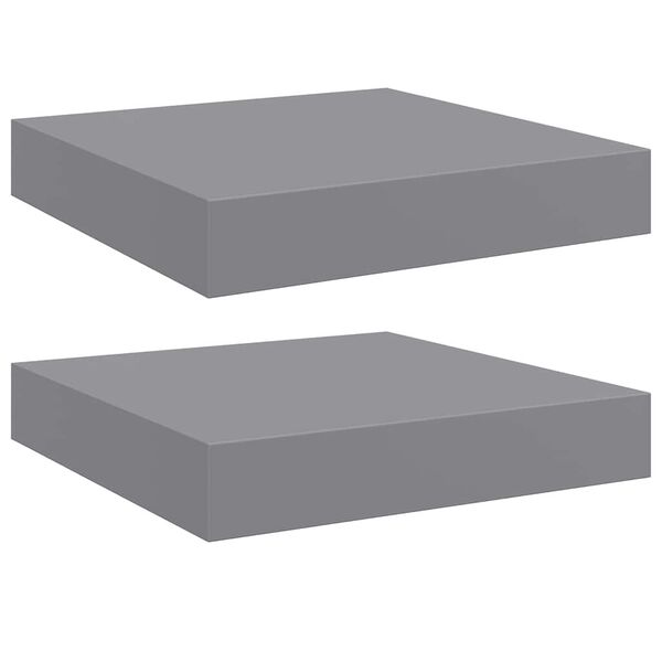 vidaXL Schweberegale 2 Stk. Grau 23x23,5x3,8 cm MDF