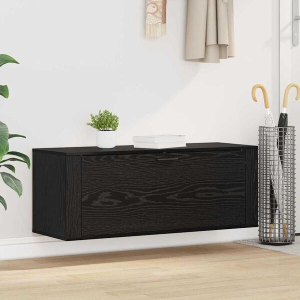 vidaXL Schuhschrank mit Regal Schwarz Eichen-Optik 100 x 35 x 38 cm
