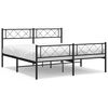 vidaXL Bettgestell mit Kopf- und Fu&szlig;teil Metall Schwarz 150x200 cm